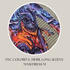 NYC Colorful Swirl Long Sleeve Maxi Dress M